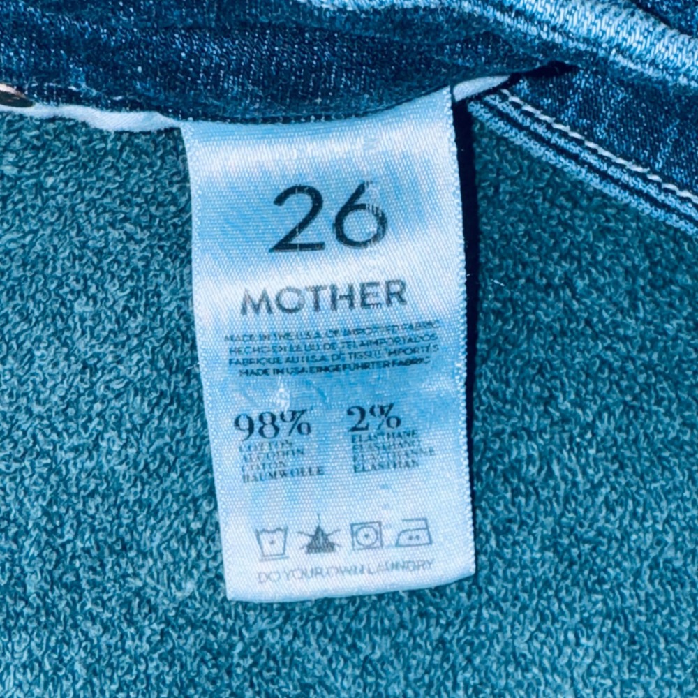 MOTHER Dark Blue Frayed Hem Denim Jean Shorts - Picture 4 of 10